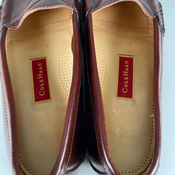 Cole Haan Pinch Men\'s 13 D Brown Leather Slip On Tassel Loafers Dress Shoes EUC